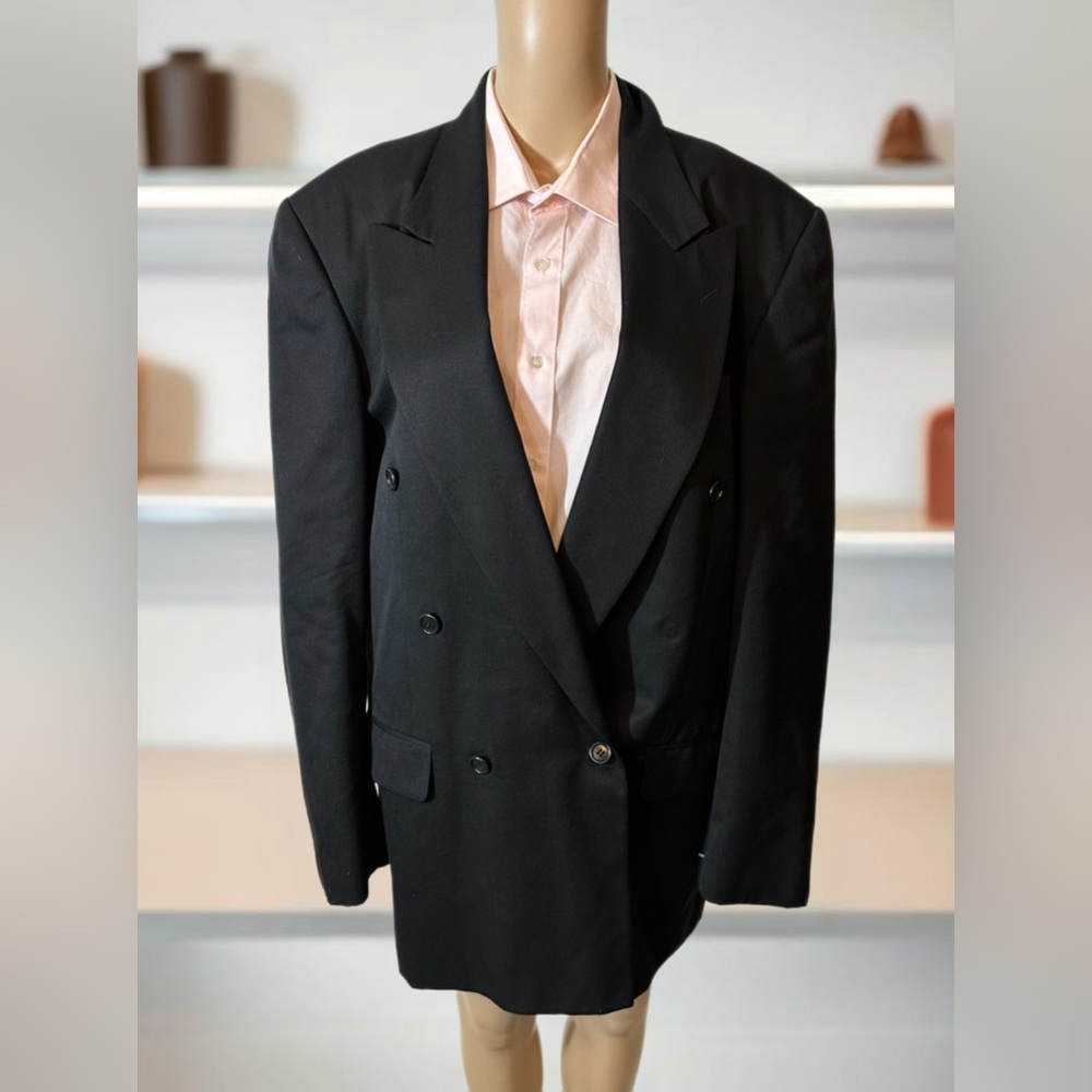 PIERRE BALMAIN Paris Black 100% Pure New Wool Blazer Jacket Size 40L MW59
